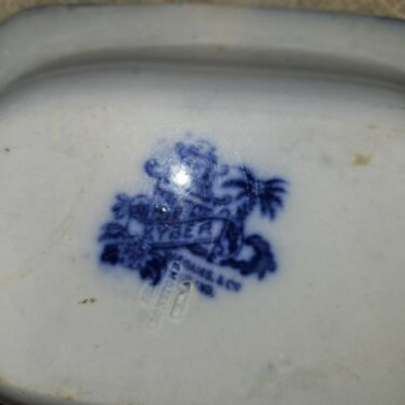 SOLD! Flow Blue W. Adams & Co Kyber pattern Antique c.1890's Excellent Condition - Picture 10 of 13